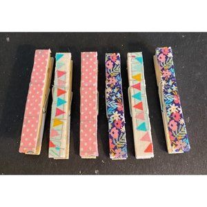 Set Of 6 Springtime Magnetic Clothespins Hold Pictures Paper Refrigerator Magnet